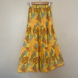 Forever 21 Tiered Midi Skirt Womens Size XS 100% Cotton Tropical Vacation Cruise
